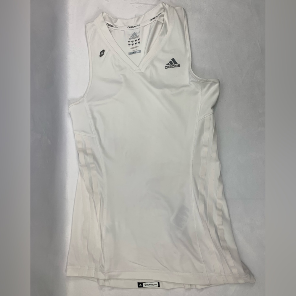 Adidas Clima Lite Sleeveless Razorback White on White Zip Key Pocket Size S - Picture 11 of 11